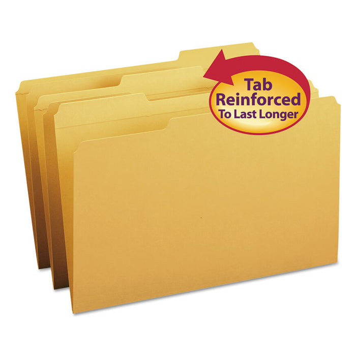 Reinforced Top Tab Colored File Folders, 1/3-Cut Tabs: Assorted, Legal Size, 0.75" Expansion, Goldenrod, 100/Box
