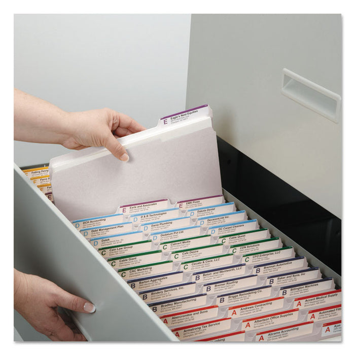 Reinforced Top Tab Colored File Folders, 1/3-Cut Tabs: Assorted, Letter Size, 0.75" Expansion, White, 100/Box