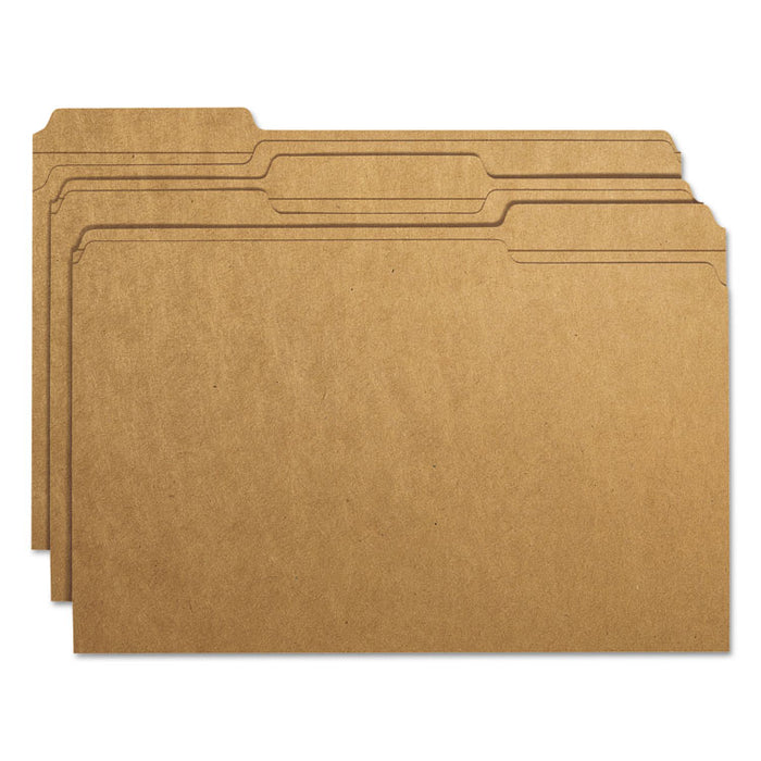 Heavyweight Kraft File Folder, 1/3-Cut Tabs: Assorted, Legal Size, 0.75" Expansion, 11-pt Kraft, Brown, 100/Box