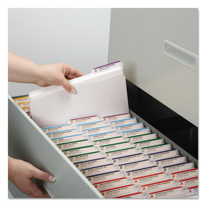 Reinforced Top Tab Colored File Folders, 1/3-Cut Tabs, Legal Size, White, 100/Box