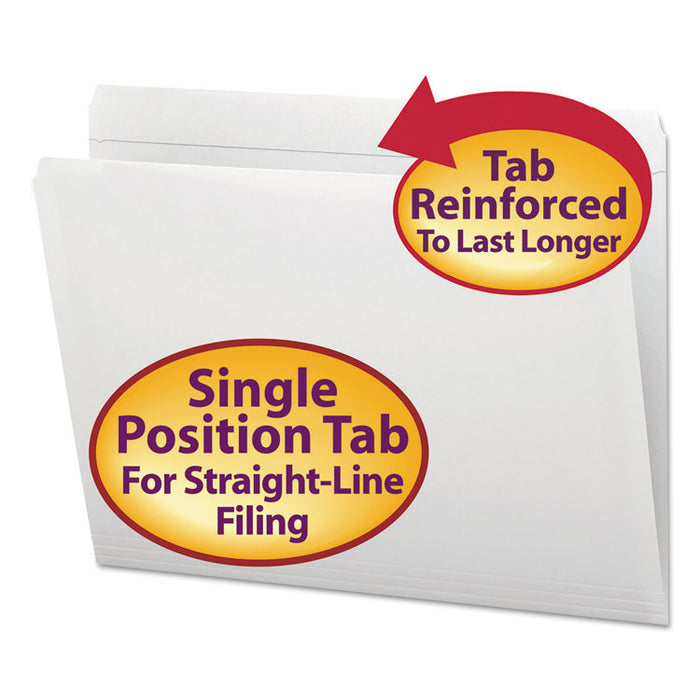 Reinforced Top Tab Colored File Folders, Straight Tabs, Letter Size, 0.75" Expansion, White, 100/Box