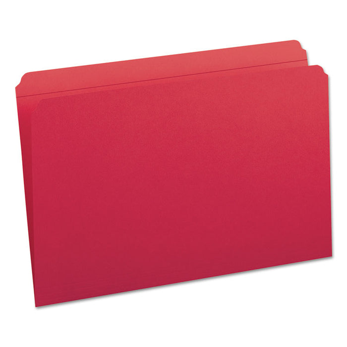 Reinforced Top Tab Colored File Folders, Straight Tab, Legal Size, Red, 100/Box