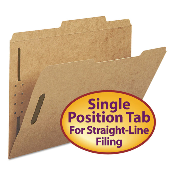 Top Tab Fastener Folders, Guide-Height 2/5-Cut Tabs: Right of Center, 2 Fasteners, Letter Size, 11-pt Kraft Exterior, 50/Box
