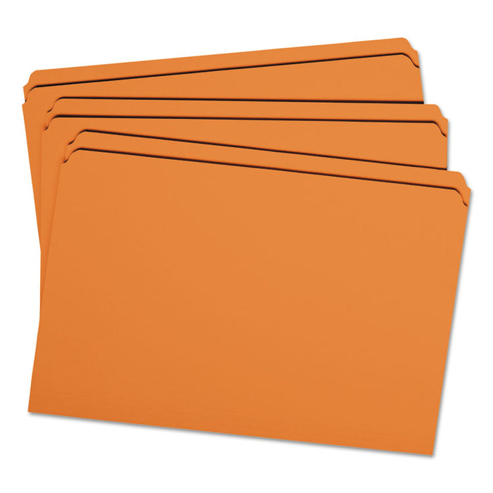 Reinforced Top Tab Colored File Folders, Straight Tabs, Legal Size, 0.75" Expansion, Orange, 100/Box