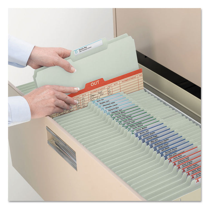 Recycled Pressboard Folders with Two SafeSHIELD Coated Fasteners, 2" Expansion, 2/5-Cut: R of C, Letter, Gray-Green, 25/Box