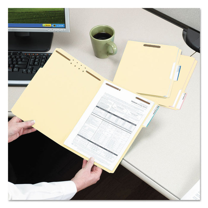 Top Tab 2-Fastener Folders, 1/3-Cut Tabs, Right Position, Letter Size, 11 pt. Manila, 50/Box