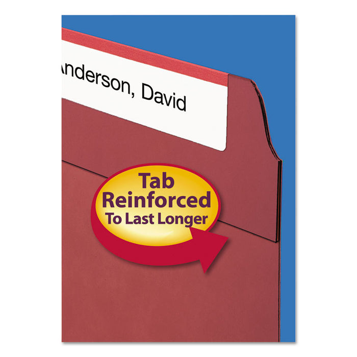 Reinforced Top Tab Colored File Folders, 1/3-Cut Tabs, Letter Size, Maroon, 100/Box