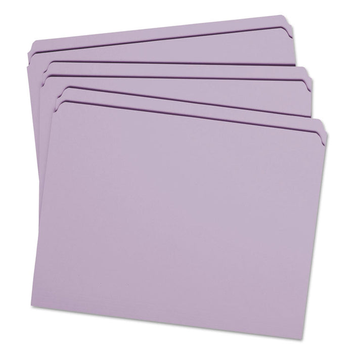 Reinforced Top Tab Colored File Folders, Straight Tabs, Letter Size, 0.75" Expansion, Lavender, 100/Box
