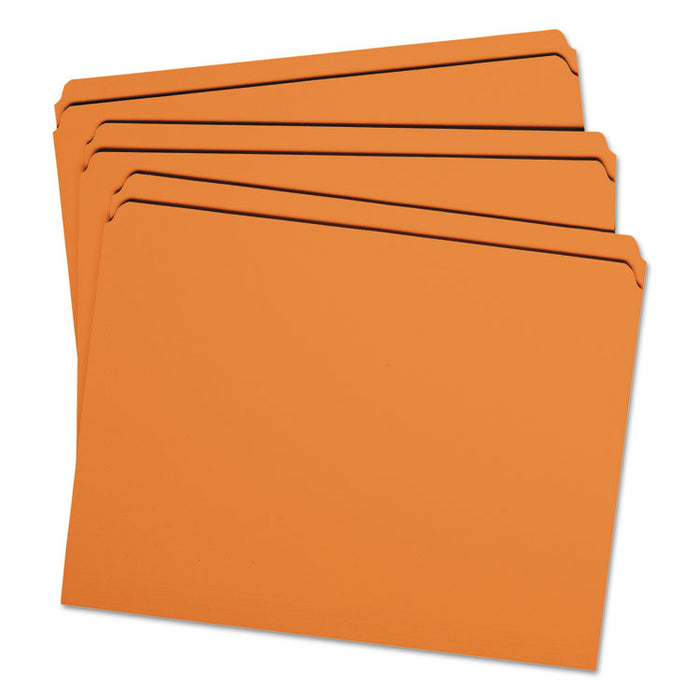 Reinforced Top Tab Colored File Folders, Straight Tab, Letter Size, Orange, 100/Box