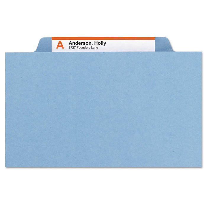 Expanding Recycled Heavy Pressboard Folders, 1/3-Cut Tabs: Assorted, Letter Size, 1" Expansion, Blue, 25/Box