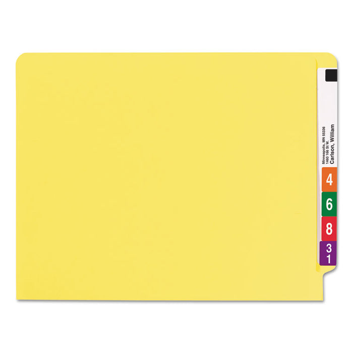 WaterShed CutLess End Tab Fastener Folders, 2 Fasteners, Letter Size, Yellow Exterior, 50/Box