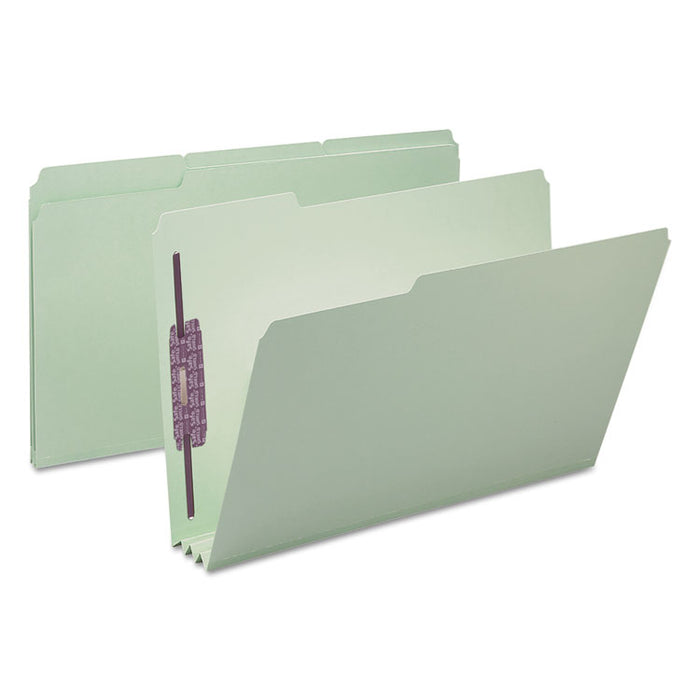 Recycled Pressboard Folders with Two SafeSHIELD Coated Fasteners, 3" Expansion, 1/3-Cut Tabs, Legal Size, Gray-Green, 25/Box
