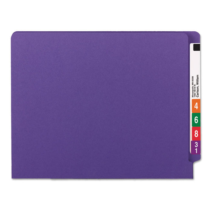 WaterShed CutLess End Tab Fastener Folders, 2 Fasteners, Letter Size, Purple Exterior, 50/Box