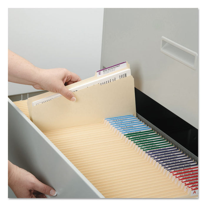 Top Tab Fastener Folders, Guide-Height 2/5-Cut Tabs: Right of Center, 2 Fasteners, Legal Size, 11-pt Manila Exterior, 50/Box