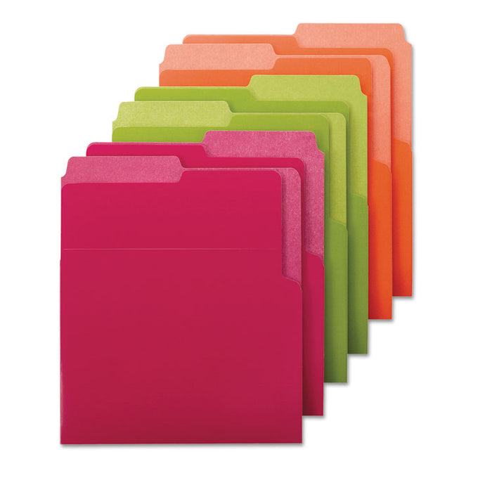 Organized Up Heavyweight Vertical File Folders, 1/2-Cut Tabs, Letter Size, Assorted, 6/Pack