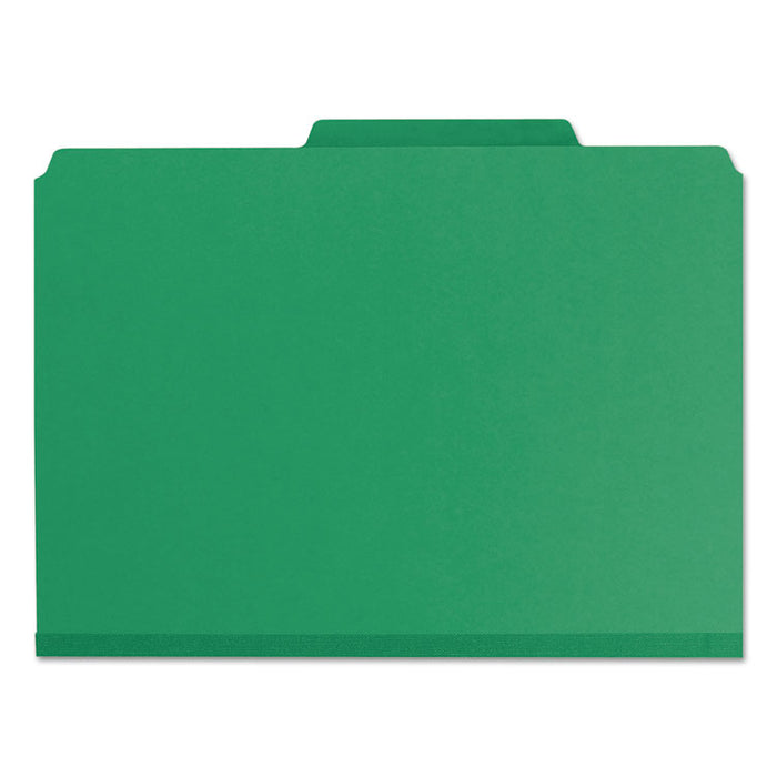 Expanding Recycled Heavy Pressboard Folders, 1/3-Cut Tabs: Assorted, Letter Size, 1" Expansion, Green, 25/Box