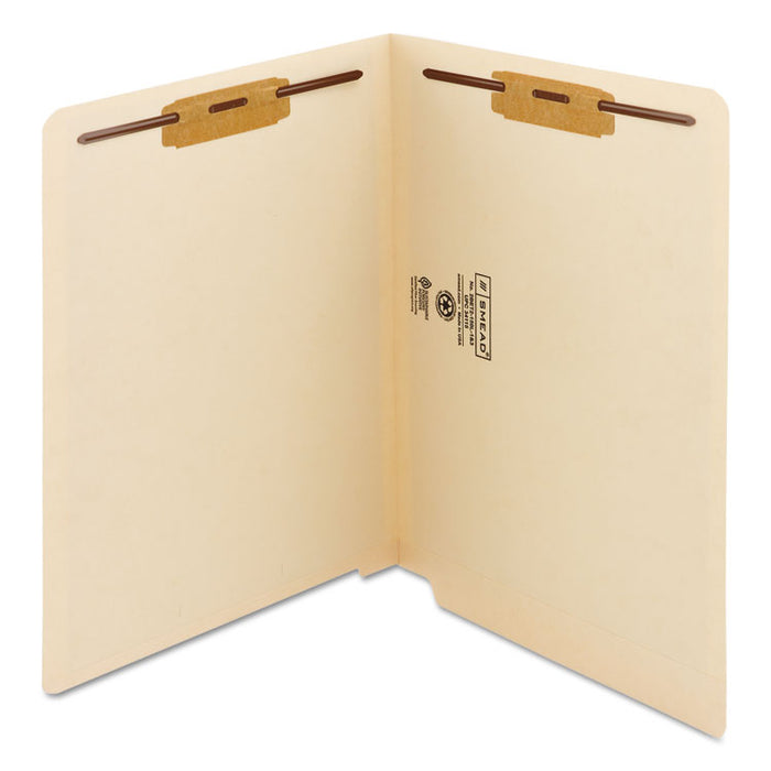 WaterShed/CutLess End Tab 2-Fastener Folders, Straight Tab, Letter Size, Manila, 50/Box
