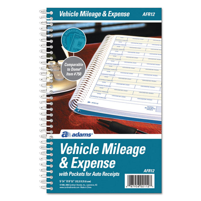 Vehicle Mileage and Expense Book, 5.25 x 8.5, 1/Page, 49 Forms, 63 Pages