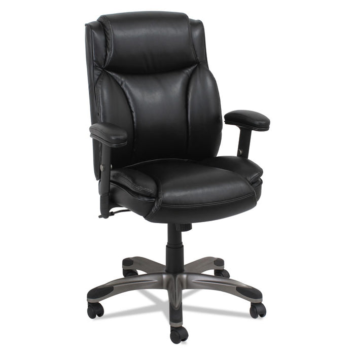 Alera Veon Series Leather Mid-Back Manager's Chair, Supports up to 275 lbs., Black Seat/Black Back, Graphite Base