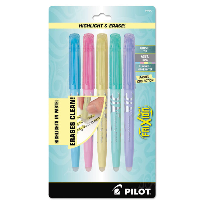FriXion Light Pastel Collection Erasable Highlighters, Assorted Ink Colors, Chisel Tip, Assorted Barrel Colors, 5/Pack