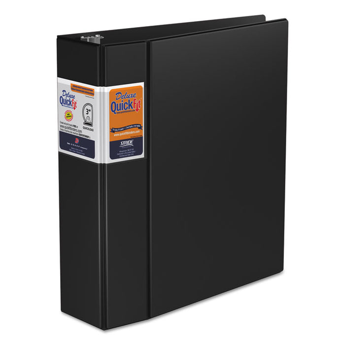 QuickFit D-Ring Binder, 3 Rings, 3" Capacity, 11 x 8.5, Black