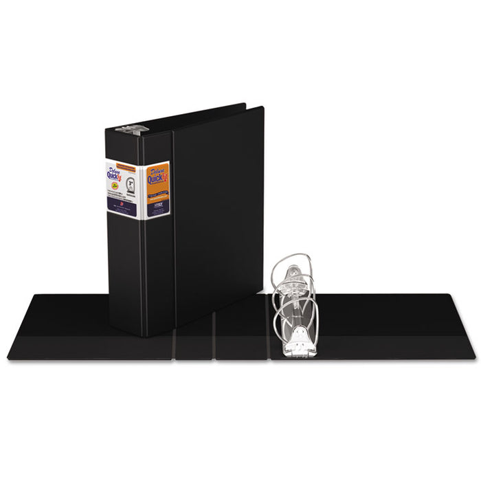 QuickFit D-Ring Binder, 3 Rings, 3" Capacity, 11 x 8.5, Black