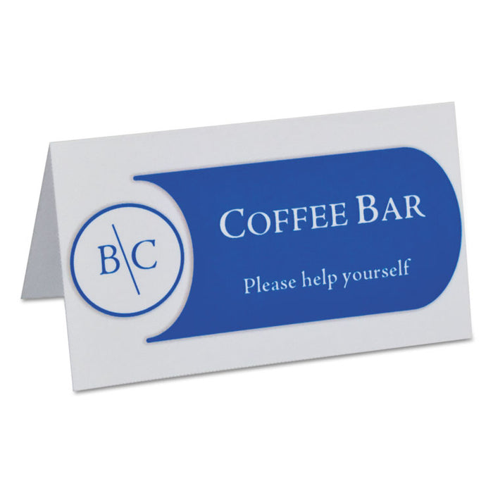 Scored Tent Cards, White Cardstock, 2 x 3.5, 4/Sheet, 40 Sheets/Box