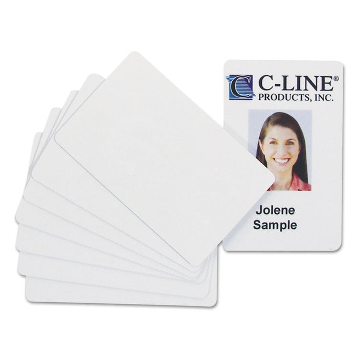 PVC ID Badge Card, 3 3/8 x 2 1/8, White, 100/Pack
