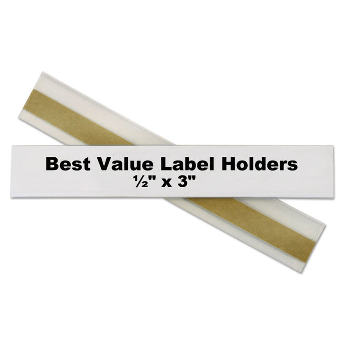 Self-Adhesive Label Holders, Top Load, 1/2 x 3, Clear, 50/Pack
