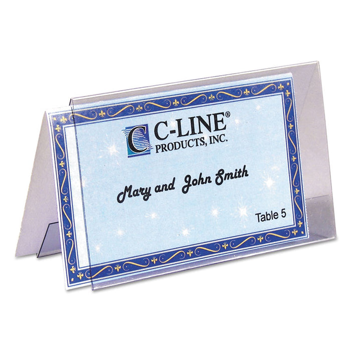 Tent Card Holders, 2" x 3 1/2", Rigid Heavyweight Clear Plastic, 40/Box