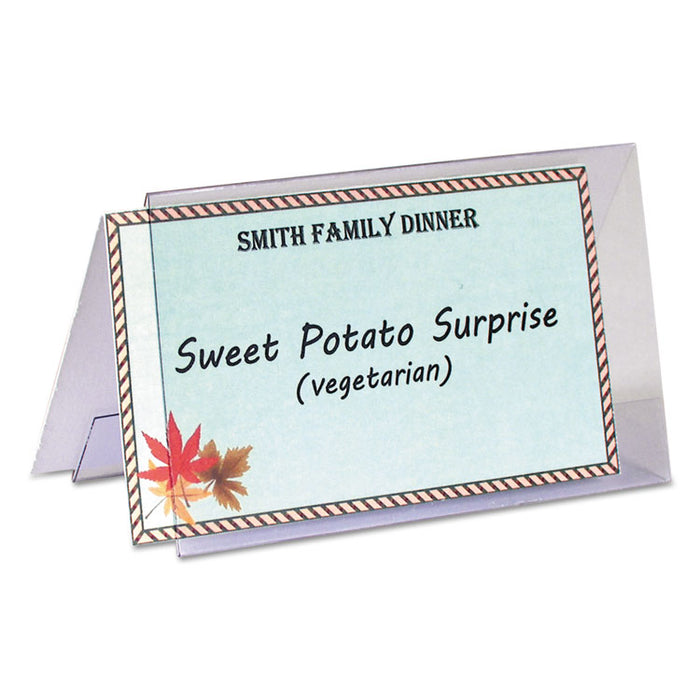 Tent Card Holders, 2" x 3 1/2", Rigid Heavyweight Clear Plastic, 40/Box