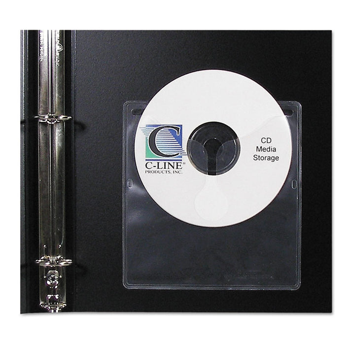 Self-Adhesive CD Holder, 1 Disc Capacity, Clear, 10/Pack