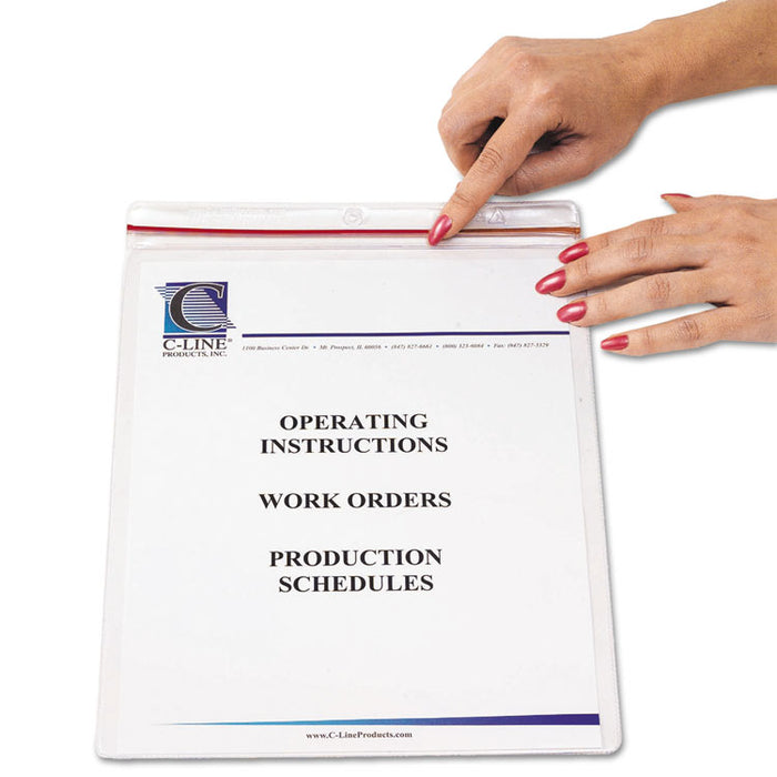 Industrial Zipper Seal Shop Ticket Holders, Vinyl, Clear, 55", 9 x 12, 15/BX