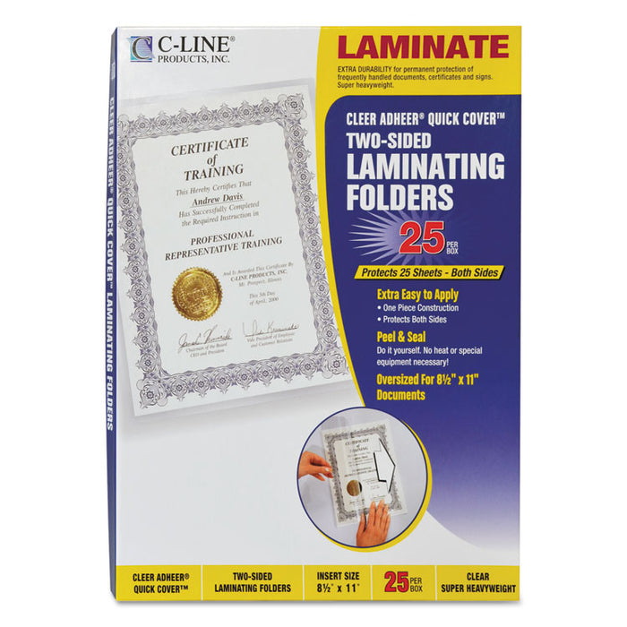 Quick Cover Laminating Pockets, 12 mil, 9.13" x 11.5", Gloss Clear, 25/Box