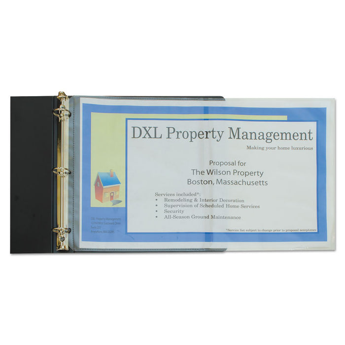 Panoramic Fold-Out Poly Sheet Protectors, Center Loading, Clear, 17 x 11, 25/Box