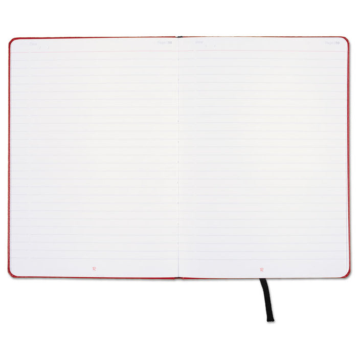 Red Casebound Hardcover Notebook, Wide/Legal Rule, Red Cover, 8.25 x 5.75, 71 Sheets