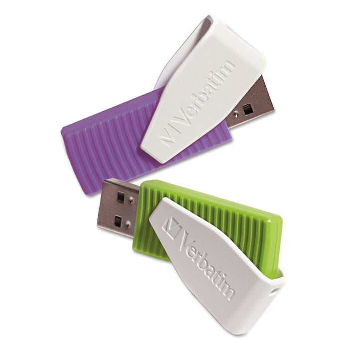 Store 'n' Go Swivel USB Flash Drive, 16 GB, Assorted Colors, 2/Pack