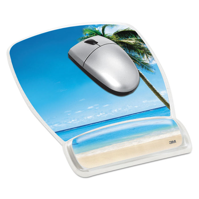 Fun Design Clear Gel Mouse Pad with Wrist Rest, 6.8 x 8.6, Beach Design
