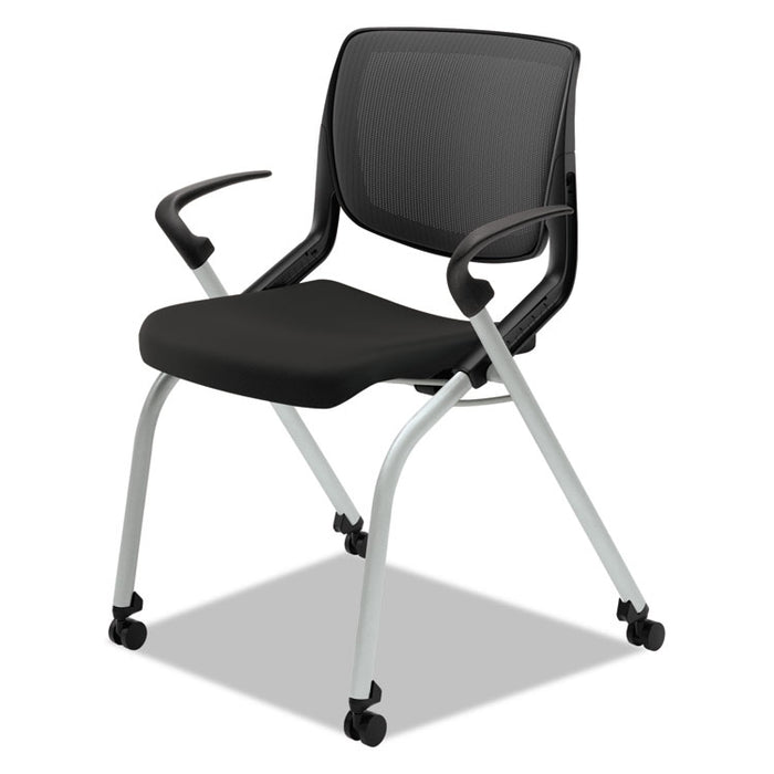 Motivate Nesting/Stacking Flex-Back Chair, Supports Up to 300 lb, Onyx Seat, Black Back, Platinum Base