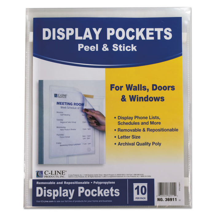 Display Pockets, 8.5 x 11, Polypropylene, 10/Pack
