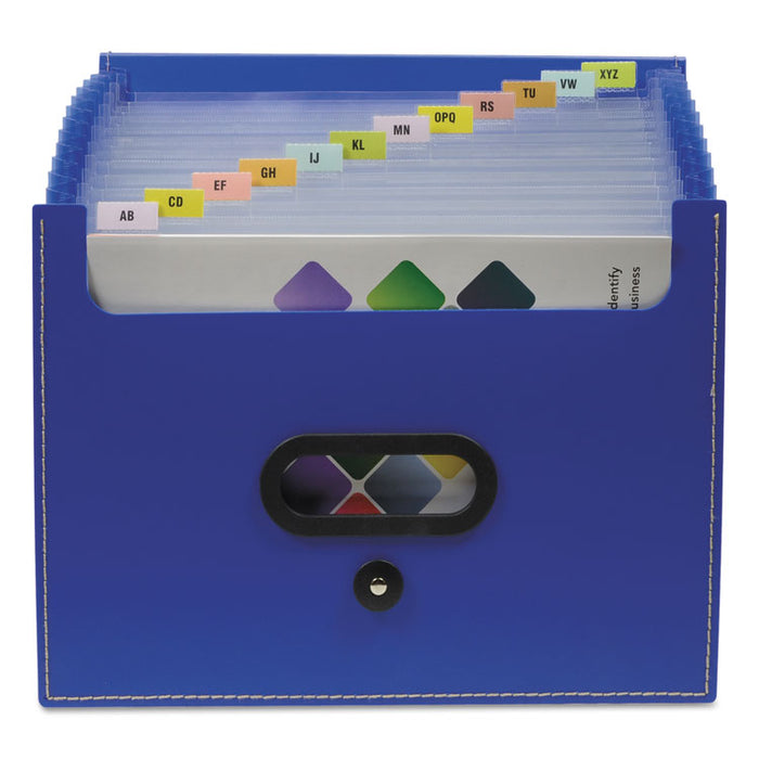 13-Pocket Ladder Expanding File, 10" Expansion, 13 Sections, 1/13-Cut Tab, Letter Size, Blue