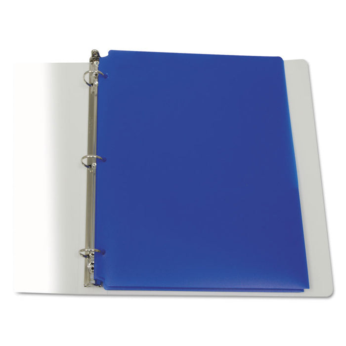 Two-Pocket Heavyweight Poly Portfolio Folder, 3-Hole Punch, Letter, Blue, 25/Box