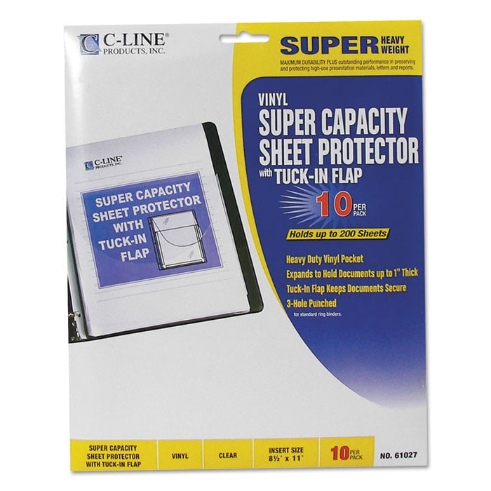 Super Capacity Sheet Protectors with Tuck-In Flap, 200", Letter Size, 10/Pack
