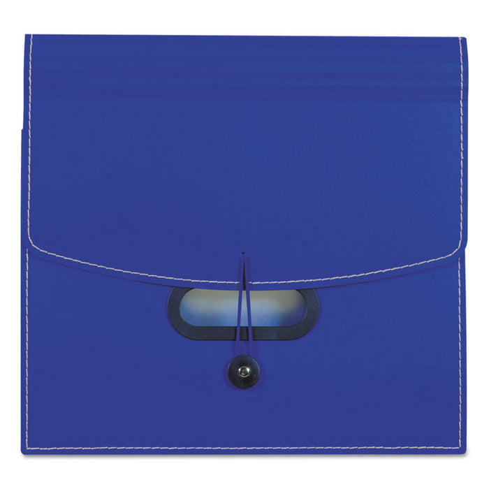 13-Pocket Ladder Expanding File, 10" Expansion, 13 Sections, 1/13-Cut Tab, Letter Size, Blue