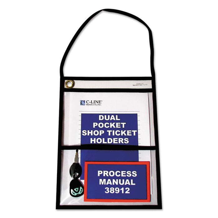 2-Pocket Shop Ticket Holder w/Strap, Black Stitching, 150-Sheet, 9 x 12, 15/Box
