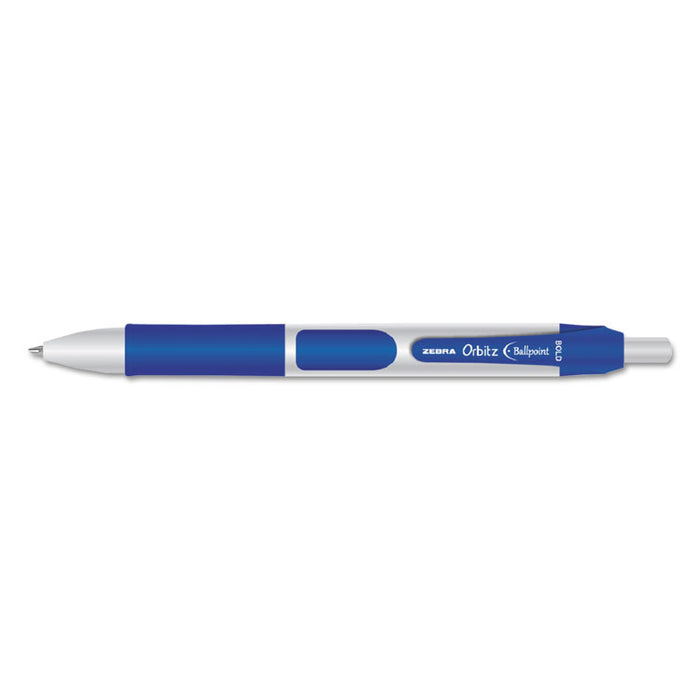 Orbitz Retractable Ballpoint Pen, Bold 1.6mm, Blue Ink, Gray/Blue Barrel, Dozen