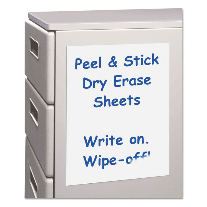 Peel and Stick Dry Erase Sheets, 17 x 24, White, 15 Sheets/Box