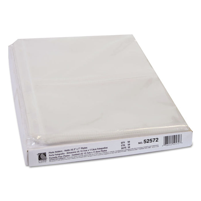 Clear Photo Pages for Four 5 x 7 Photos, 3-Hole Punched, 11-1/4 x 8-1/8