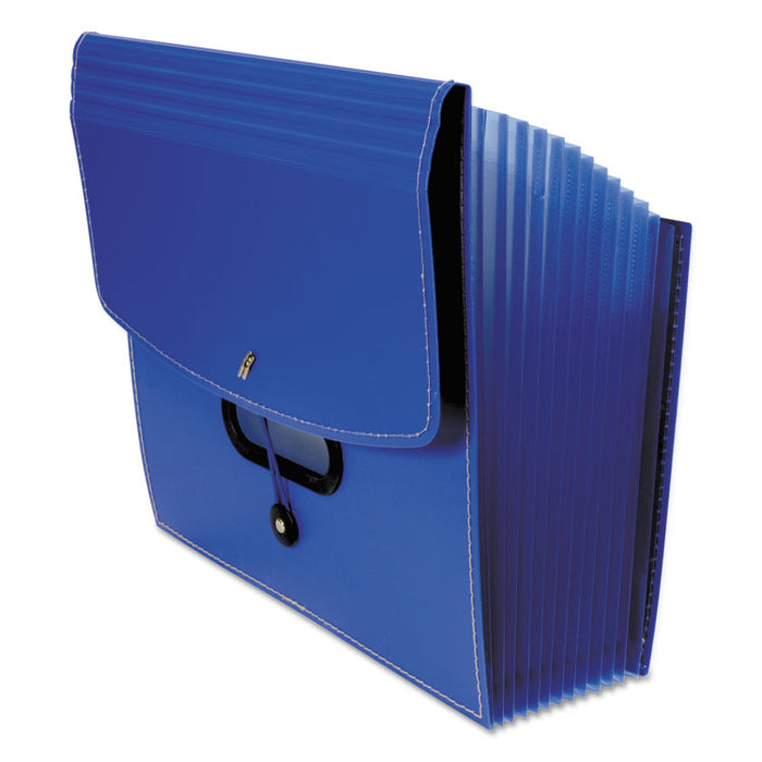 13-Pocket Ladder Expanding File, 10" Expansion, 13 Sections, 1/13-Cut Tab, Letter Size, Blue