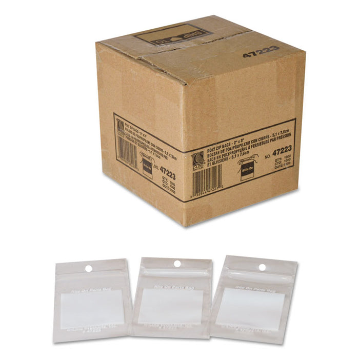 Write-On Poly Bags, 2 mil, 2" x 3", Clear, 1,000/Carton